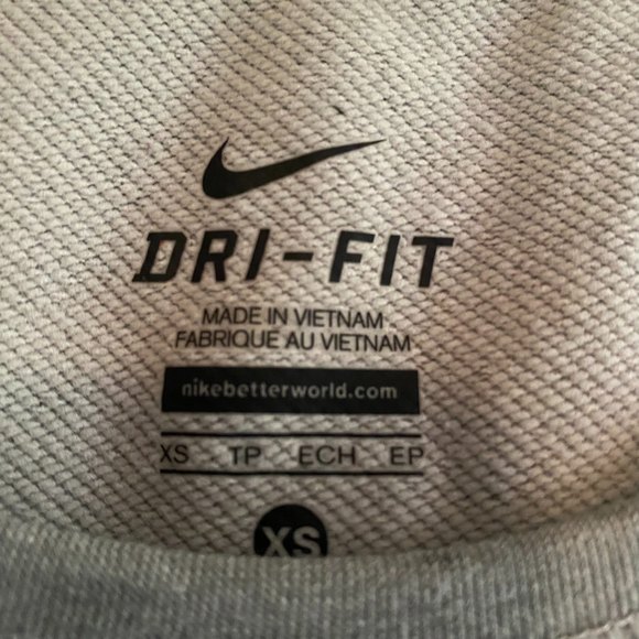 NIKE woman's size XS gray dri-fit large logo swish neon pullover sweatshirt top - Picture 8 of 9